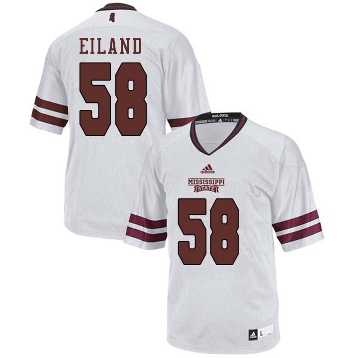 Men #58 Greg Eiland Mississippi State Bulldogs College Football Jerseys Sale-White - Click Image to Close